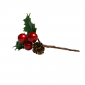 Ornement cocotte et cerise avec feuille Noël | 12 cm > PQT 20
