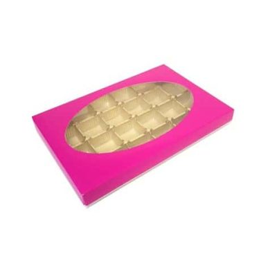 Boîtes carton pour chocolat avec fenêtre Fucshia｜Les Emballages 1.2.3.