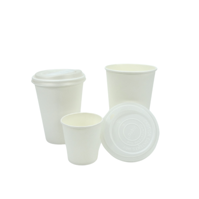 Verre à café jetable compostable en carton blanc